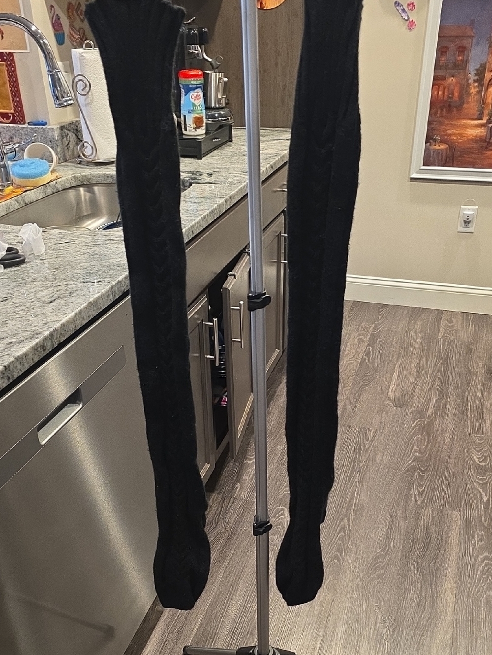 Black Cable Knit Long Leg Warmers